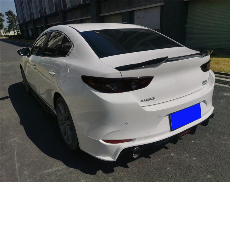 CEYUSOT FOR New Mazda 3 Real Carbon Fiber Spoiler 2019 2020 Mazda3 Sedan Car Trunk Tail Lip Wings Accessories M4 Style Body Kit