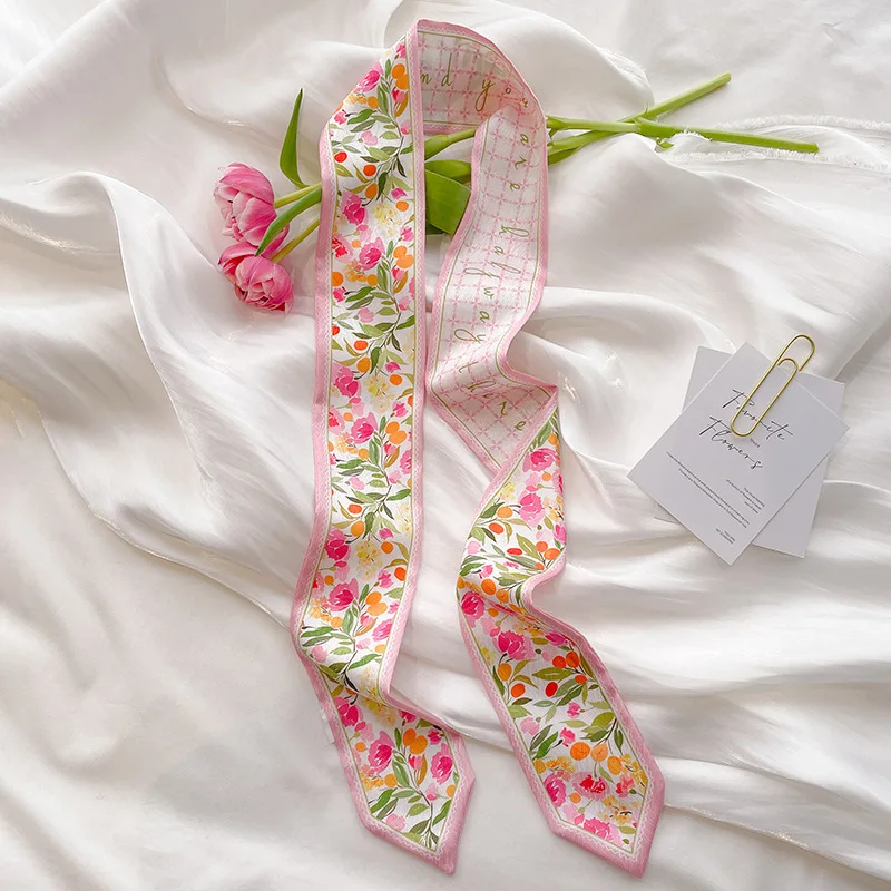 

Bag Strap Oil Painting Style Small Ribbon Long Scarf Belt Versatile Fashion Headband Streamer Ins Wind