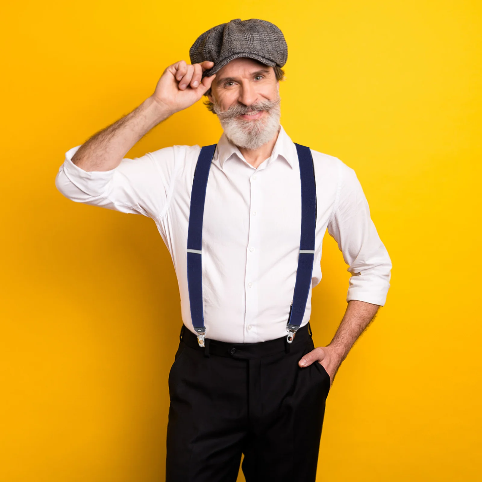 

Adult Suspenders Heavy Duty Hooks Adjustable Straps Dress Pants Casual Wear Men's Elastic Y-Back Clip on Suspenders for Men