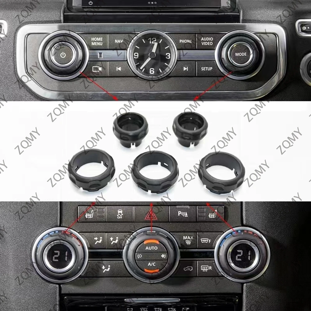 

5Pcs Car Air Condition Control Volume Knob ABS Cover For Land Rover Discovery 4 2009-2016 & Range Rover Sport 2006-2013