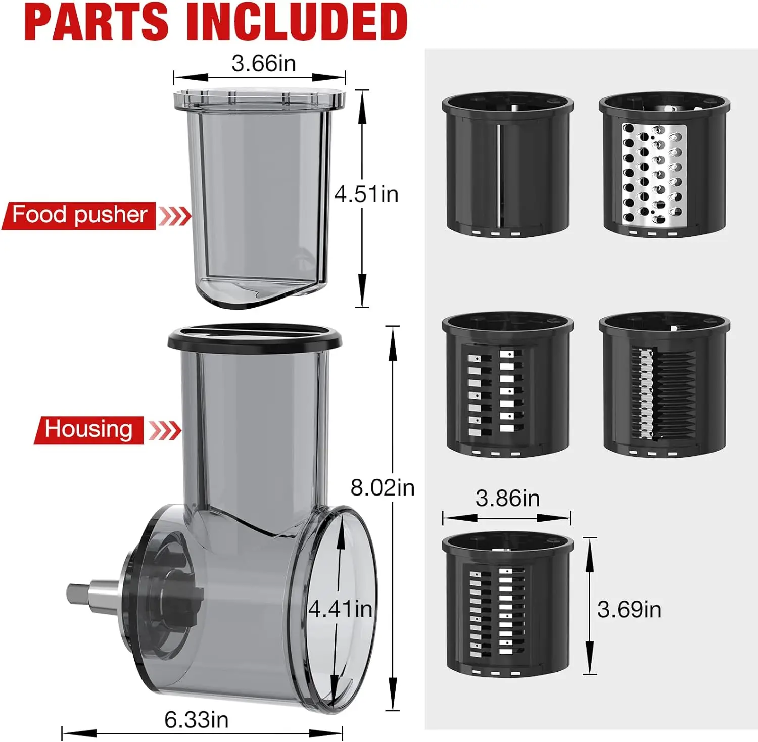 Slicer Shredder Attachment for KitchenAid Stand Mixer with 5 Blades, Cheese Grater Attachment, Fresh Prep Slicer, Bigger Vegetab