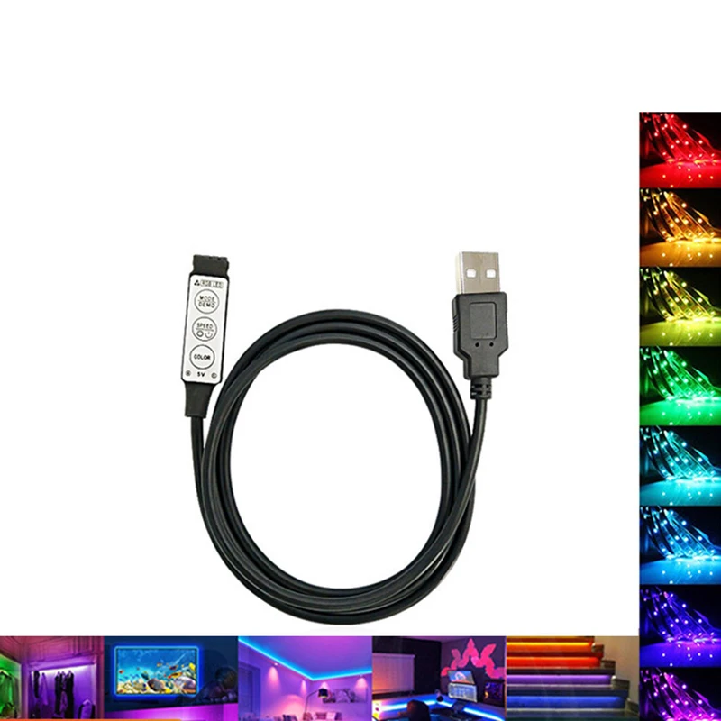 1M Mini three-button seven-color Controller USB Light Strip RGB TV Backlight LED Strip Controller A2