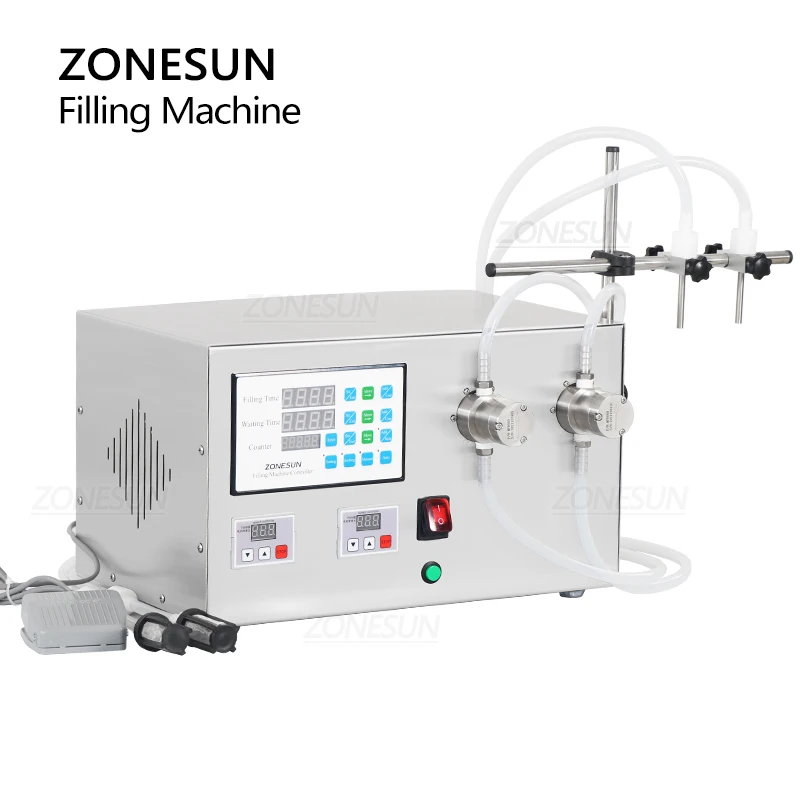 ZONESUN Liquid Filling Machine Magnetic Pump Water Juice Essential Oil Fluid Quantitative Filler Packing Production ZS-YTMP2S