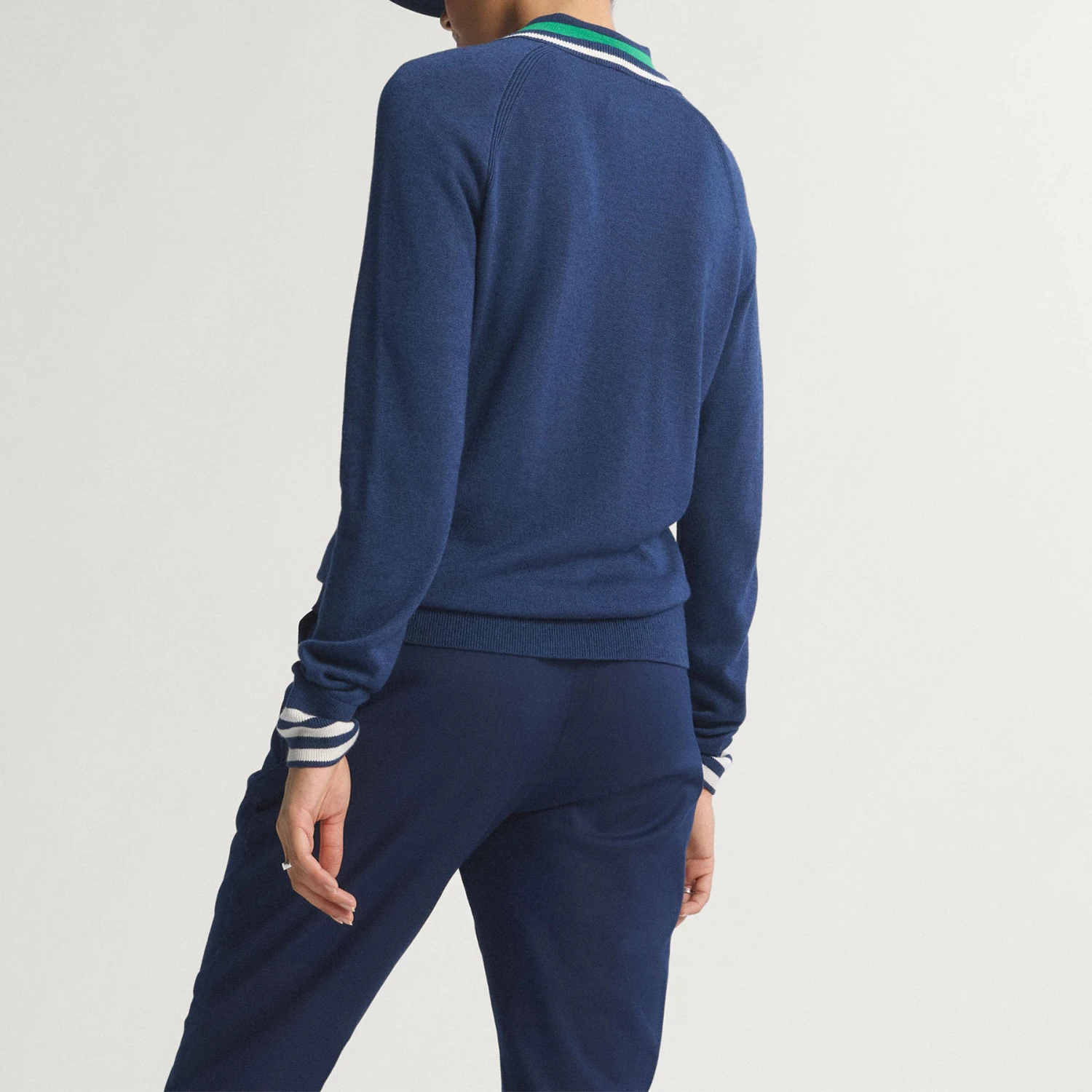 Adidas genuine clover new women's blue and white golf knit sweater JY5291