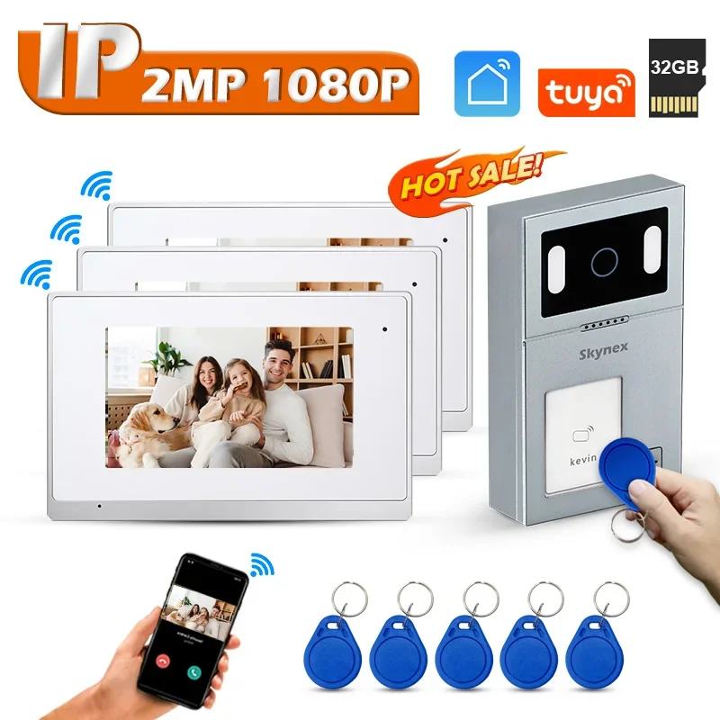 

Hot Sale Model Tuya Wifi Video Door Phone 7 Inch Capacitive Touch Screen with IP54 Waterproof Doorbell Intercom