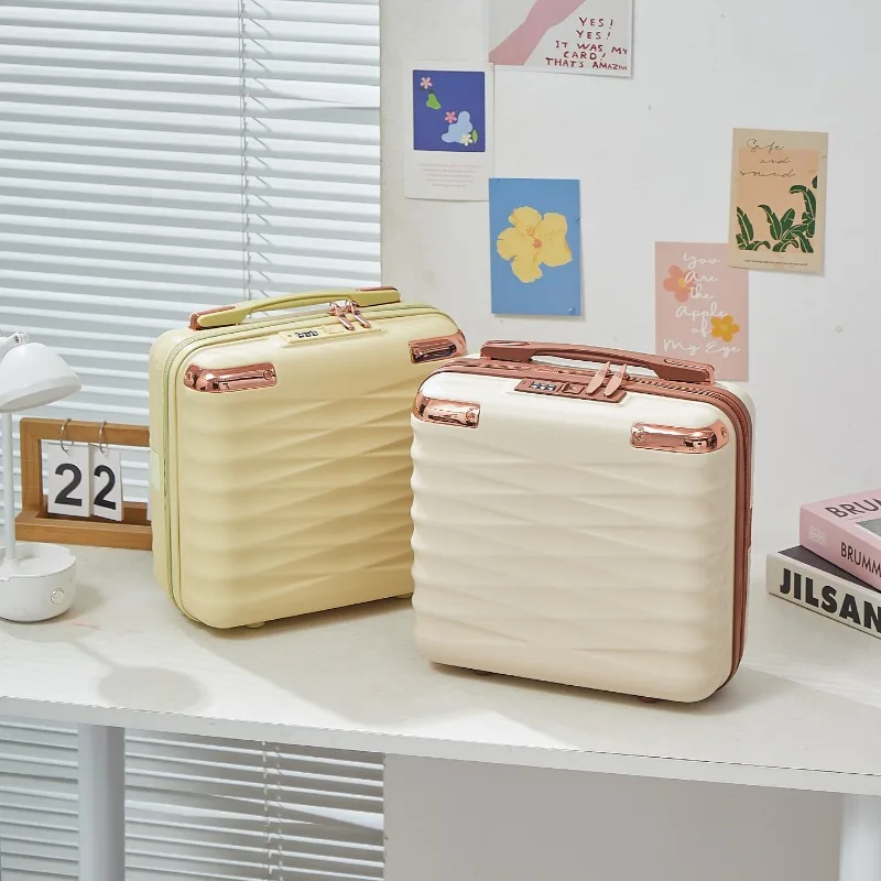 Mini Hard Shell Makeup Suitcase Portable Cosmetic Storage Case Retro Hand Luggage Travel Beauty Organizer Box with Handle