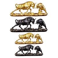 Feng Shui Bear and Bull Statue Ornament Decoration Modern Bull and Bear Fight Figurine Cow Sculptures for Office Desktop Shelf