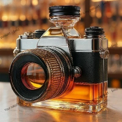 Camera type glass bottle, modeling bottle New design whiskey bottle