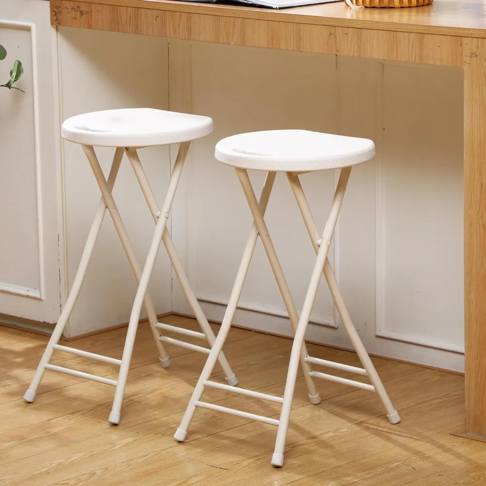 2 portable plastic stools with a height of 24 inches and a capacity of 300 pounds (white), sturdy and durableGMLMYX