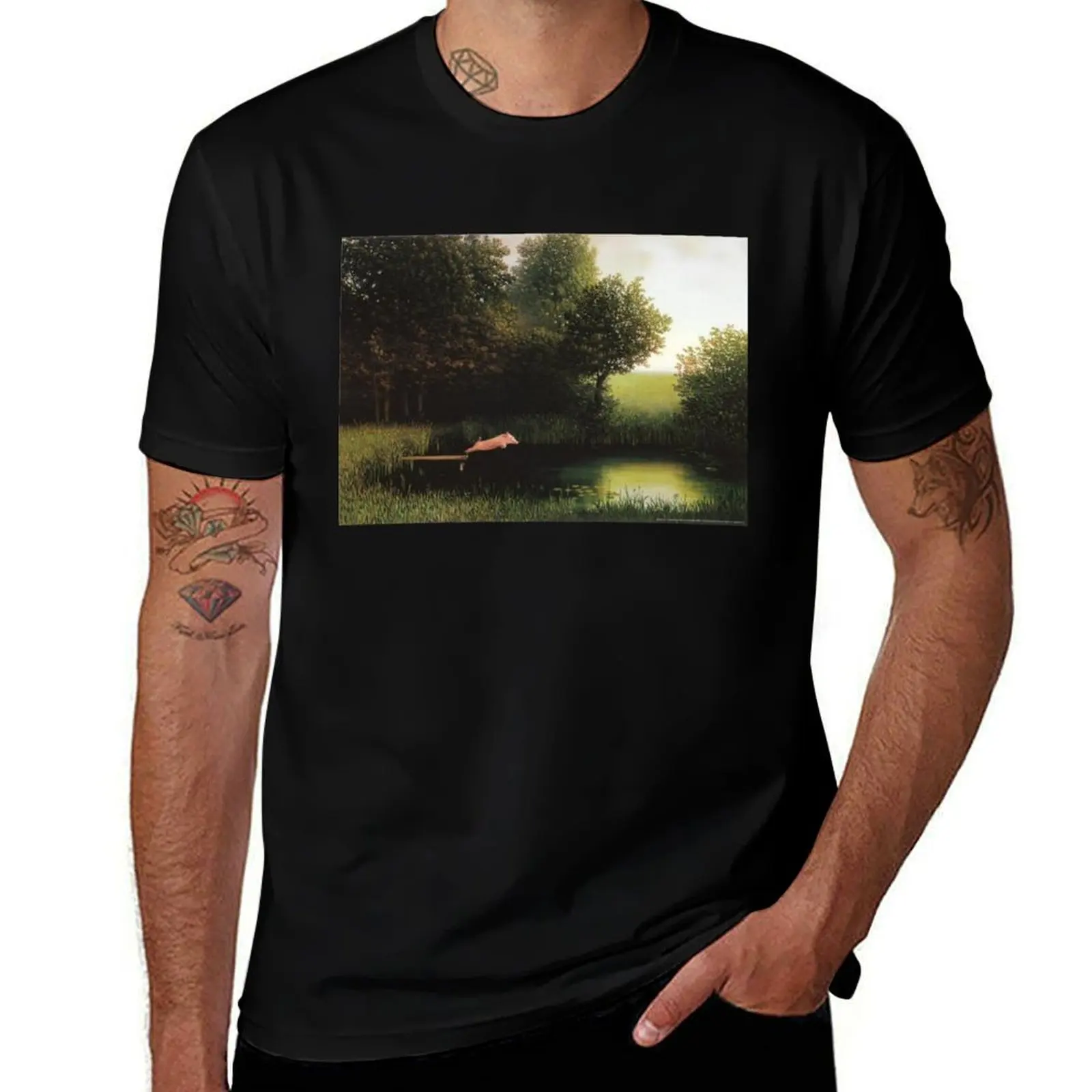 Poster Kohler Pig Jump To Water Painting T-Shirt Quick Dry Training Short Sleeve Tee T-Shirt