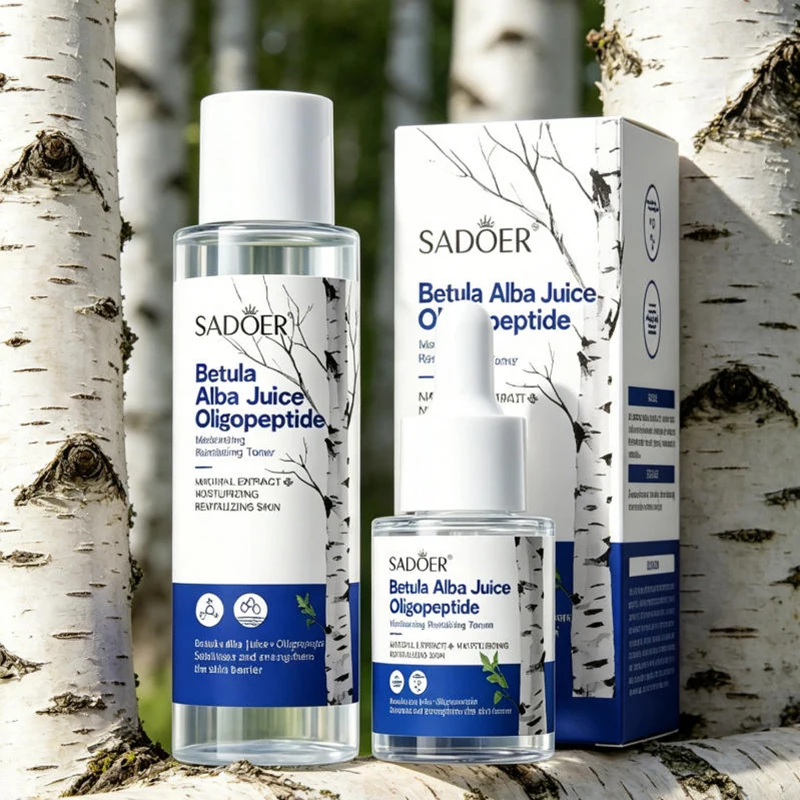 Birch Sap Facial Skincare Set Oligopeptides Moisturizing Revitalizing Cream Toner Serum Refreshing Hydrating Gentle Soothe