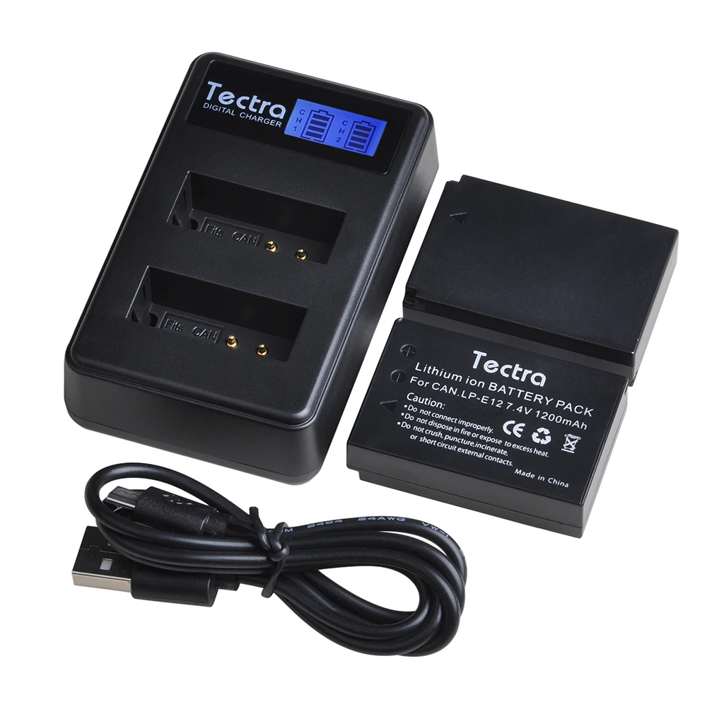Аккумулятор 1200 мАч LP-E12 LPE12 + двойное зарядное устройство с ЖК-дисплеем для камеры Canon PowerShot SX70HS, EOS M, EOS M2, M10, M50, M100