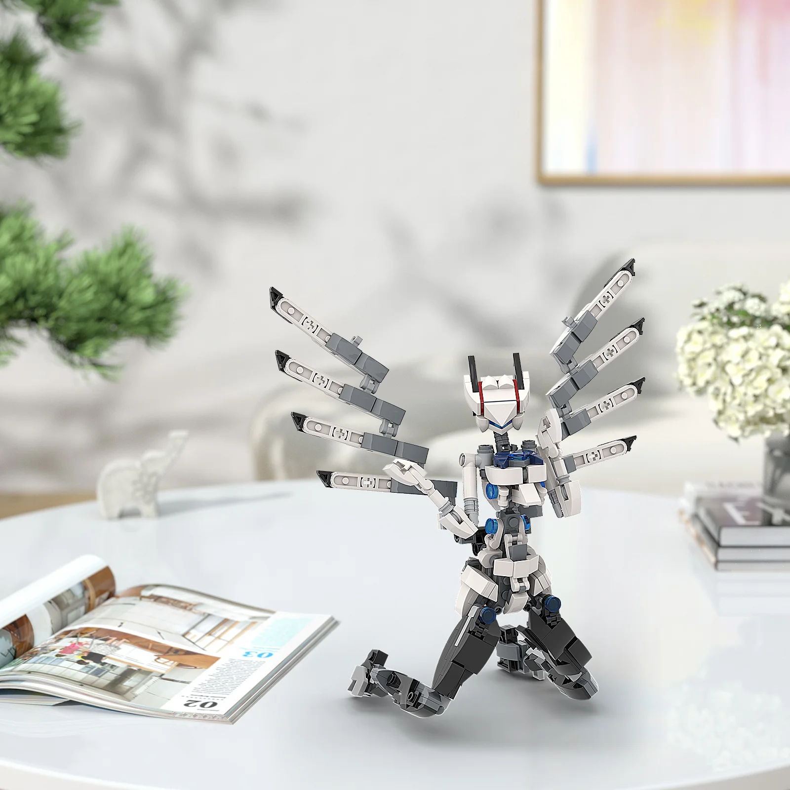 Angel Bunny Girl Mecha Mobile Suit Robot Building Blocks Anime Figure Birdy Armor Wing Knight Bricks Toy For Children Adult Gift