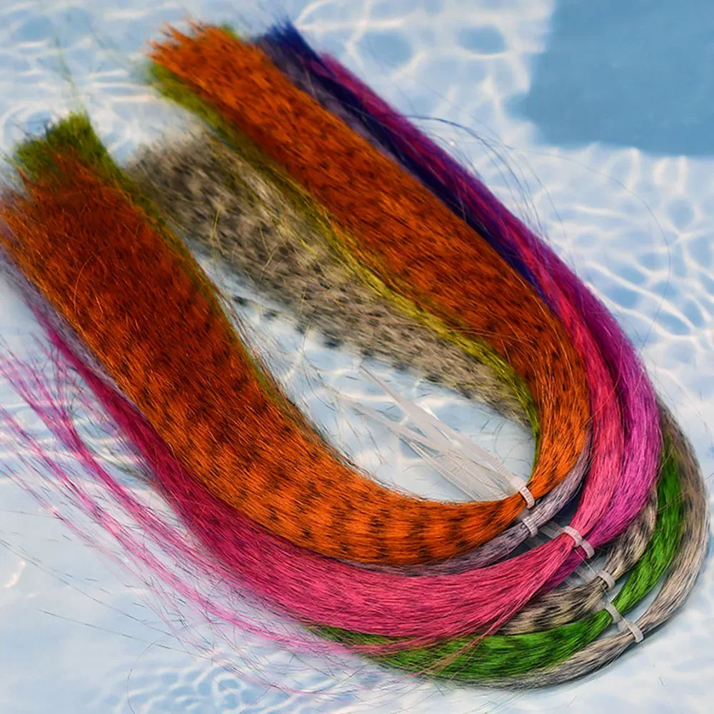 Mnft 1 pacote 12 cores zebra grizzly fly amarrando fibras de peixinho preto barrado fibras de cabelo sintético pique streamers mosca amarrando materiais