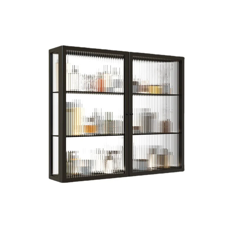 

Light luxury bathroom balcony storage wall cabinet, small apartment glass kitchen TV wall bathroom hanging cabinet