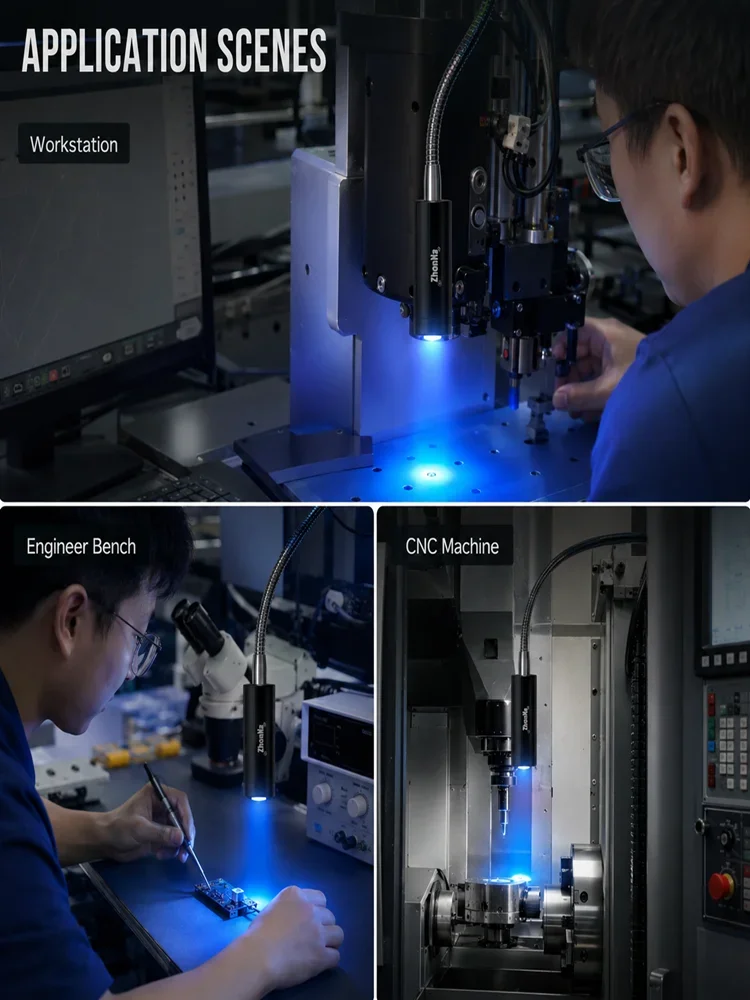 Snake-Arm Light — Aerospace Aluminum, 360° Universal Adjustment, Precision Imaging for Laser Cutting & Welding