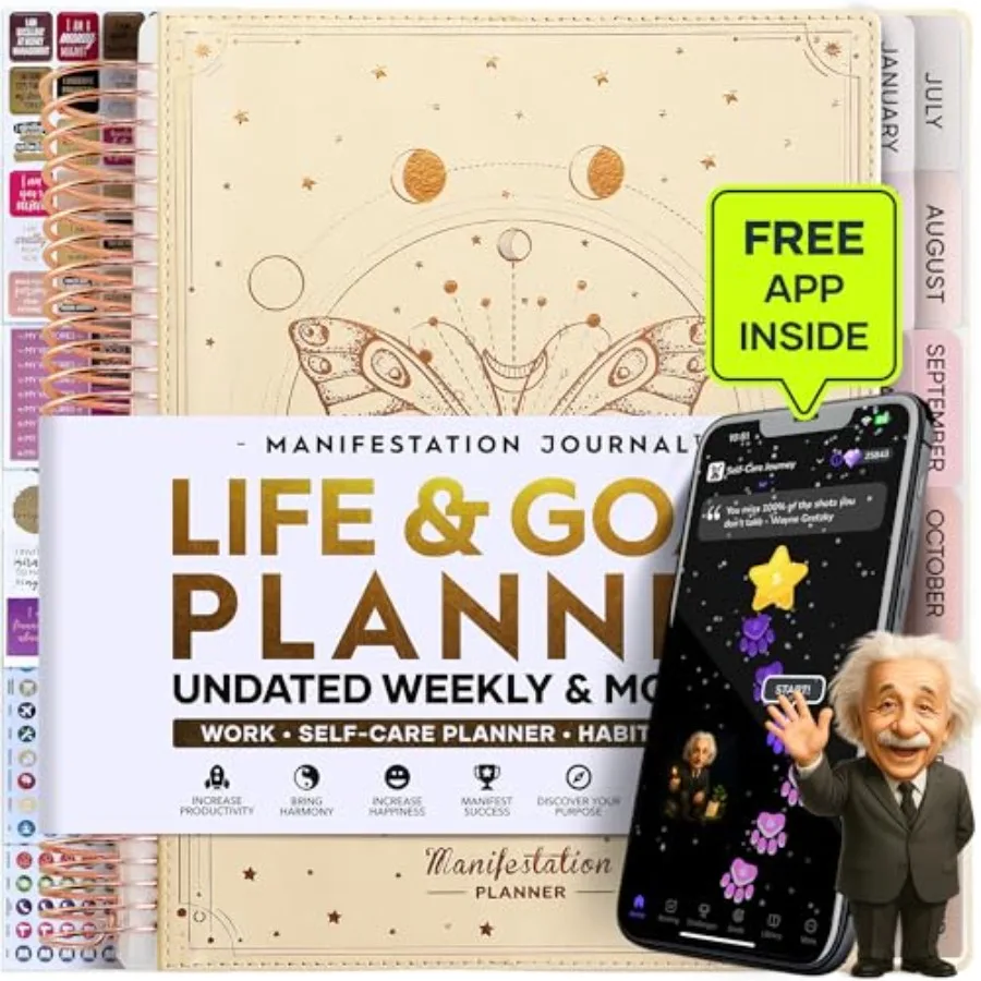 

Manifestation Journal Hourly Weekly and Monthly Planner 12-Month to Increase Productivity Life Organizer and Goal Planner Spira