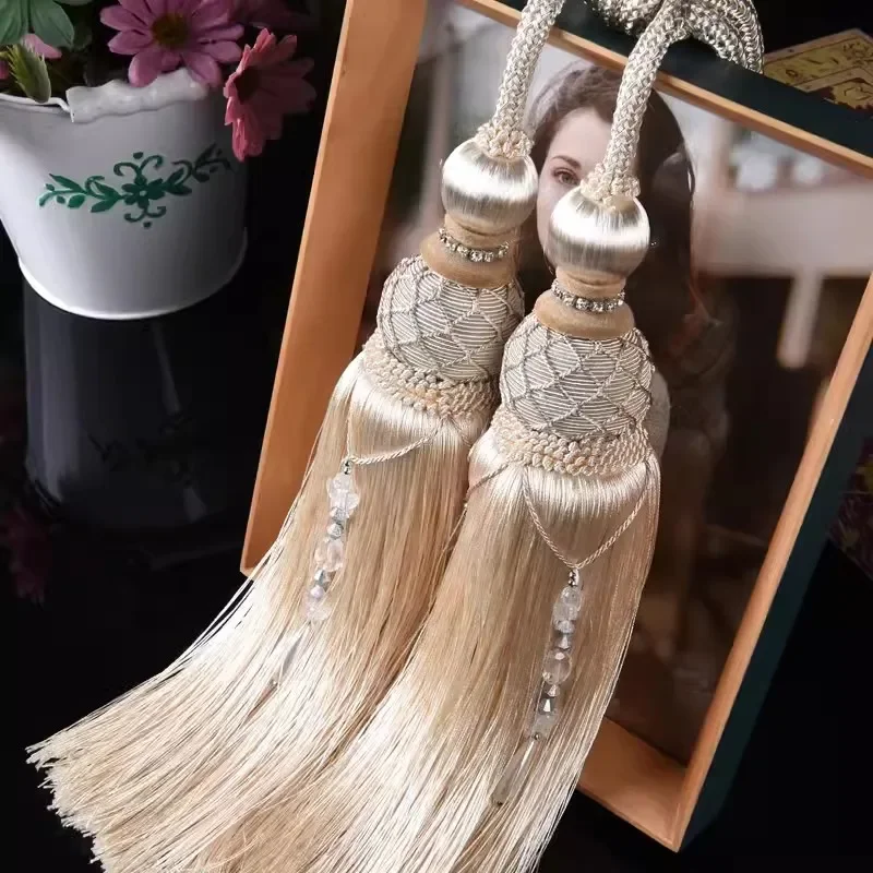 

Curtain Decoration 1 Pair of Double Ball Hanging Ball Hook Strap Tie Buckle Type Home Decoration Multiple Styles Window Furnish