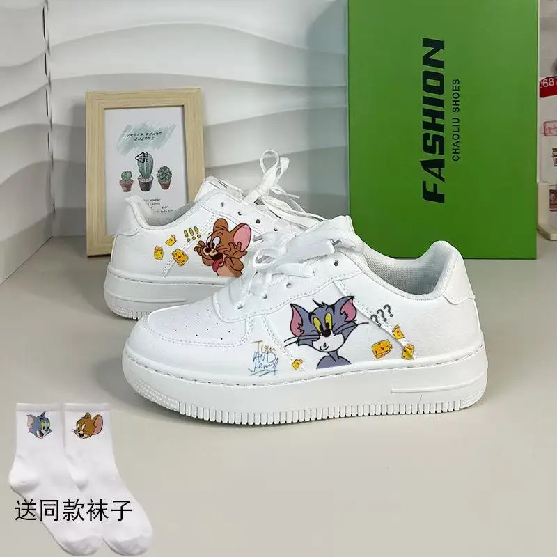 

Tom and Jerry cat and mouse drop shipping grils Canvas Shoes Women's plus big size Student Couple real pictures man board shoes