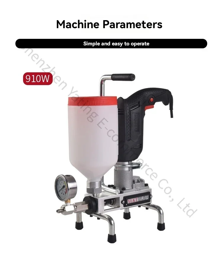 Waterproof Grouting Machine 910W Injection Pump Epoxy/Polyurethane Foam Grouting Liquid Leakage Tool 220V High Pressure