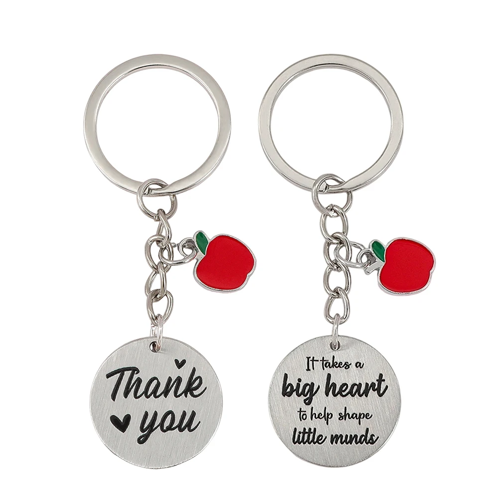 Teacher Appreciation Keychains with Engraved Charms, 4PCS