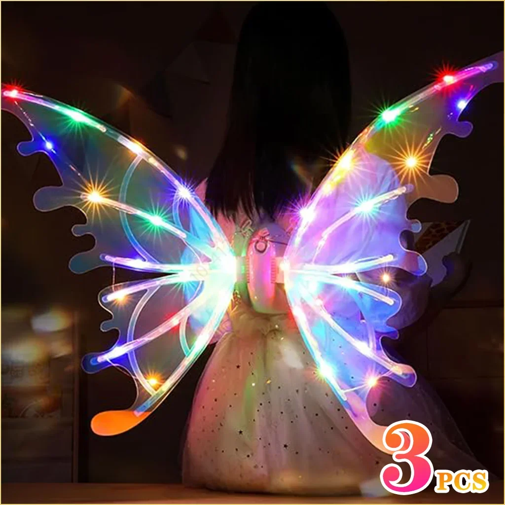 Electric Butterfly Wings Dazzle Colour Lights Sound Effects Girls Angel Elf Feather Back Decoration Girls Light Will Move Toys