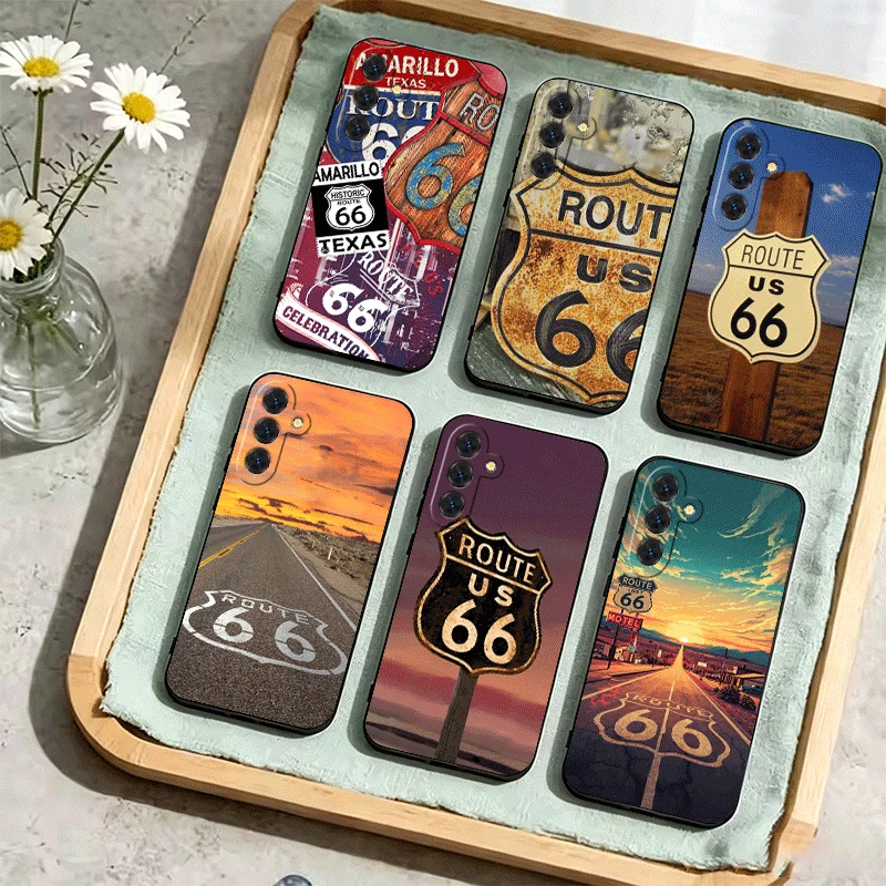 America Route 66 Phone Case For Samsung Galaxy A17 A16 A15 A14 A13 A57 A56 A55 A54 A53 A37 A36 A35 A34 A33 A27 A26 A25 A24 A23 A