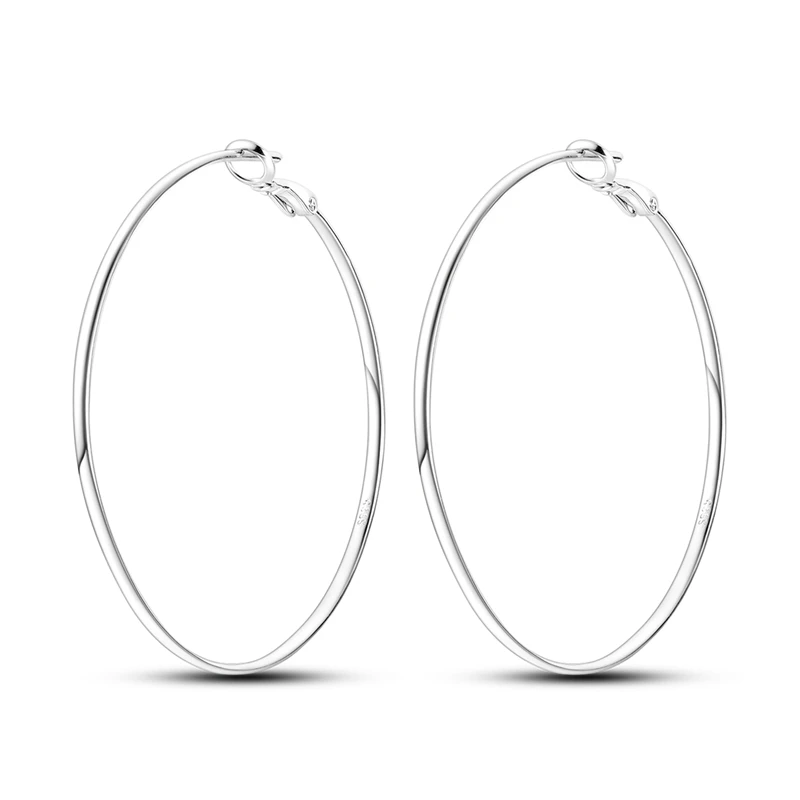 

925 Sterling Silver Earrings Women Sparkling Large Hoop Earring For Anniversary Wedding Jewelry Gifts