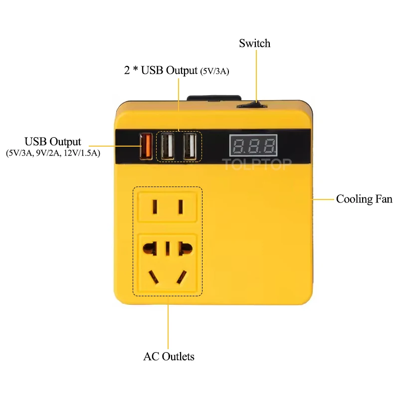 Imagem -04 - Multifunções Intelligent Lithium Battery Inverter Trabalho ao ar Livre Inverter para Makita Dewalt Milwaukee com Tensão Display 220v