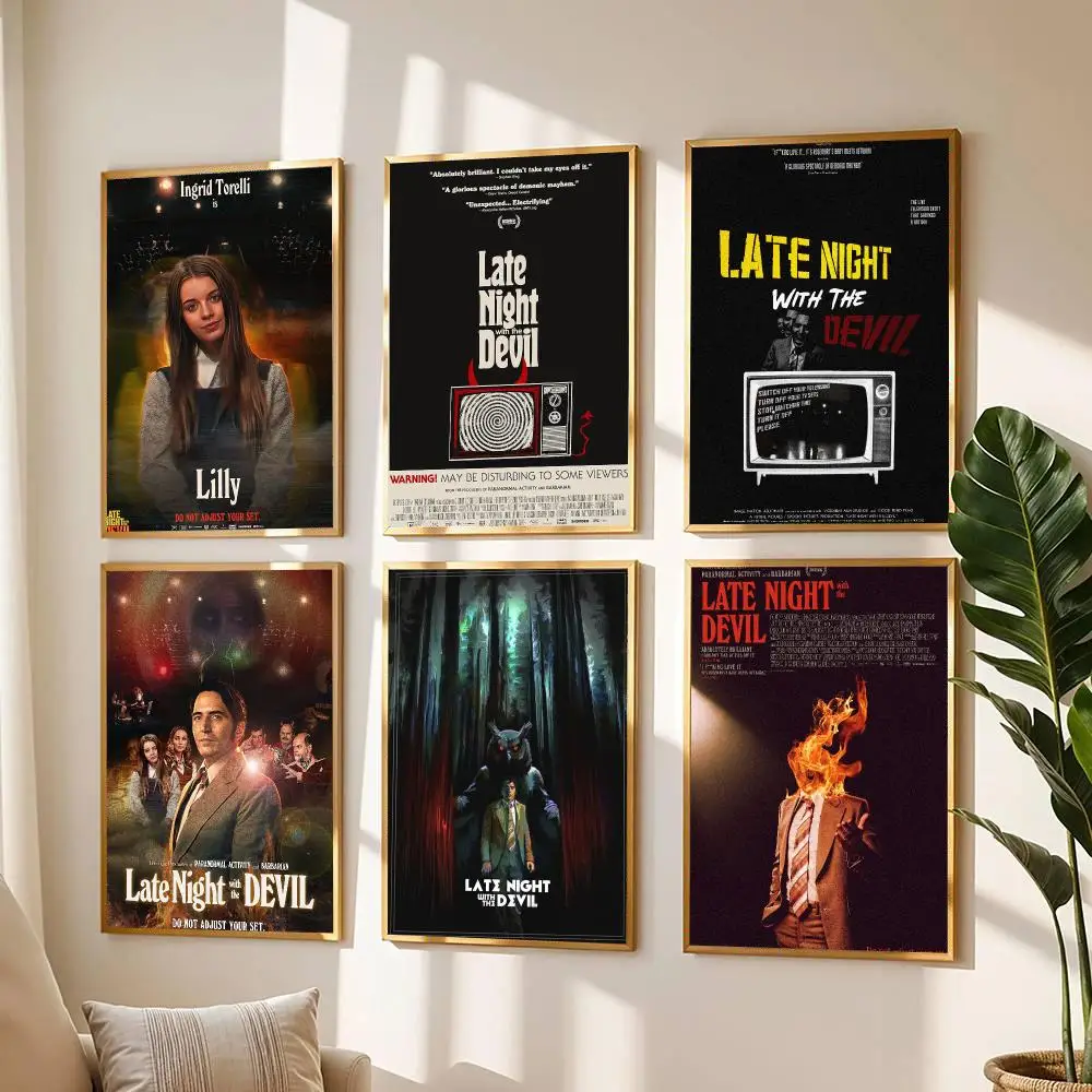 classic movie L-Late Night with the Devil-L Painting Calligraphy Boho Botanical Decor for Living Room  Elegant Home Style