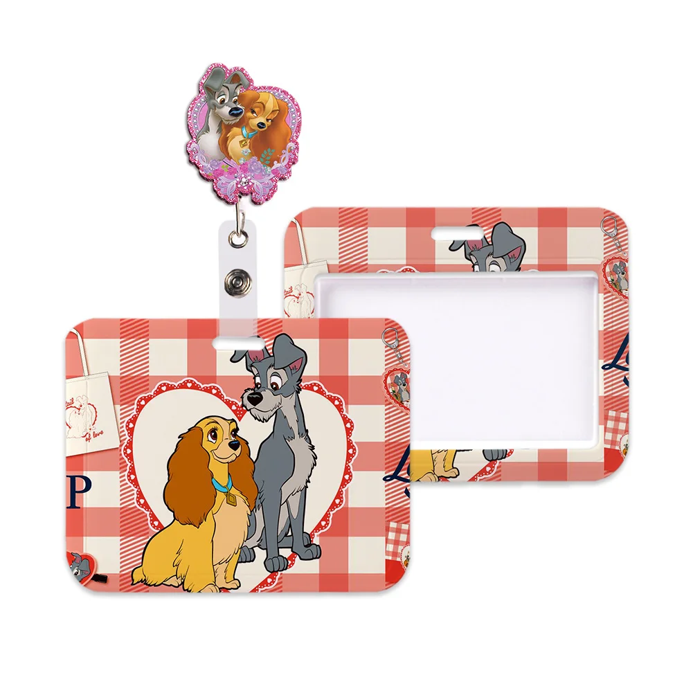 

Disney Laby and Lamp Work Card Holder Work Name Badge with Keychains Student Id Card Lanyard Holder Accessories