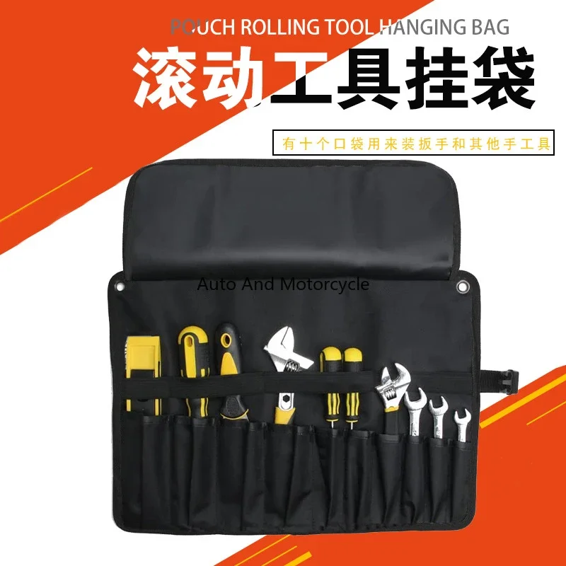 Motorcycle Multifunctional Tool Kit Multi-pocket Tool Roll Bag Large Capacity Thickened Portable Carry-on Storage Hanging Bag