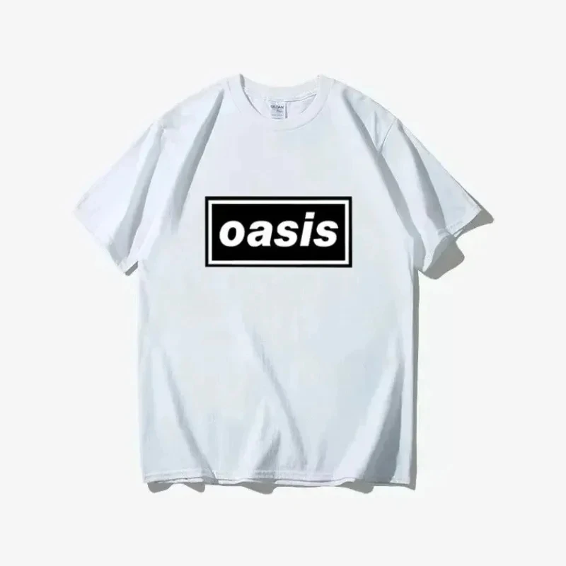 

2024 Summer Oasis Letter Logo Print Casual Cotton T-shirt Women Cotton Short Sleeves O-neck Tees Sports Clothing Street Wear