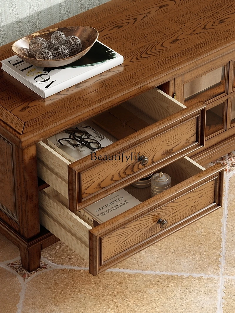 미국 단단한 나무 TV 캐비닛 거실 작은 아파트 복고풍 작은 미국 컨트리 스타일