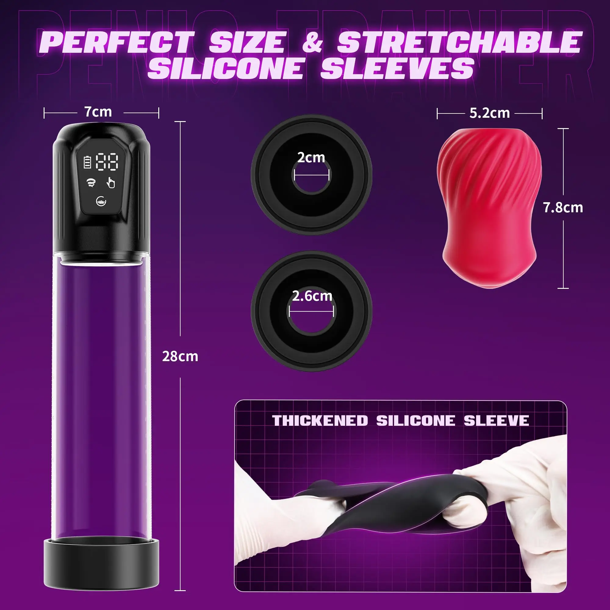 LCD Electric Penis Pump Automatic Male Masturbator Vacuum Pump with Rose Shaped Inner Sleeve & 5 Suction Modes Sex Toys for Men