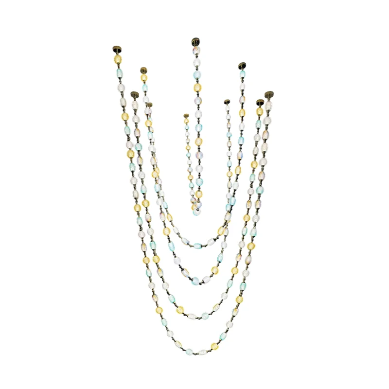 Illuminate Your Living Room Or Dining Room With Our Colorized Glass Necklace Pendant Light 50-600cm Gold Chrome Dimming Function