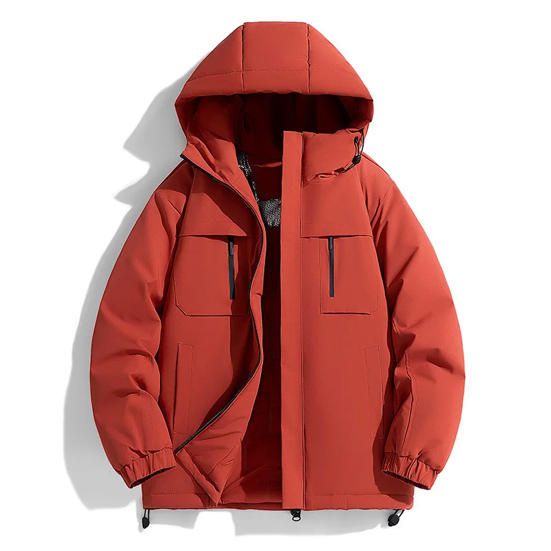

2025 Winter Hot-Selling Men's Trendy Color-Block Plus-Size Couple Hooded Outdoor Sports Cotton Jacket