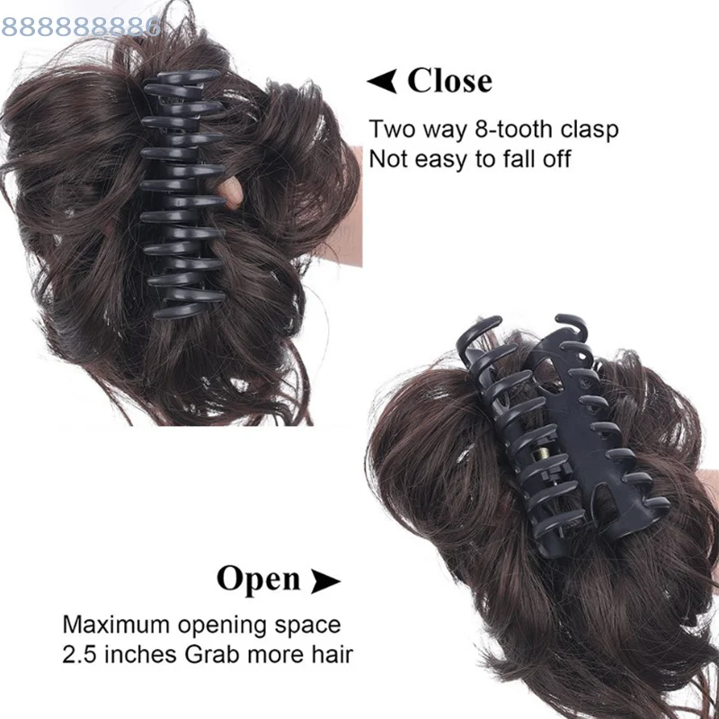 [B]Synthetic Hair Bun Chignon Messy Curly Gripping Clip Hairpin Elastic Scrunchy False Hair Pieces For Women Hairpins