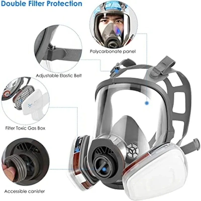 Gas Mask Acid/Organic/Ammonia 6800 Full Face Mask Respirator Paint Chemical Pesticide Laboratory Anti-dust Multifunction Filters image 4