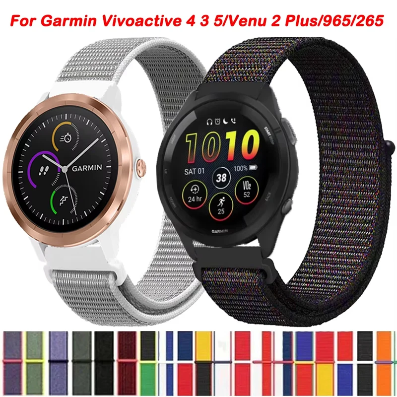 20mm 22mm Nylon Loop For Garmin Forerunner 55 158 245 255 265 Bracelet Strap For Garmin 745 965 Vivoactive 4 3t/Venu 2 3/Active