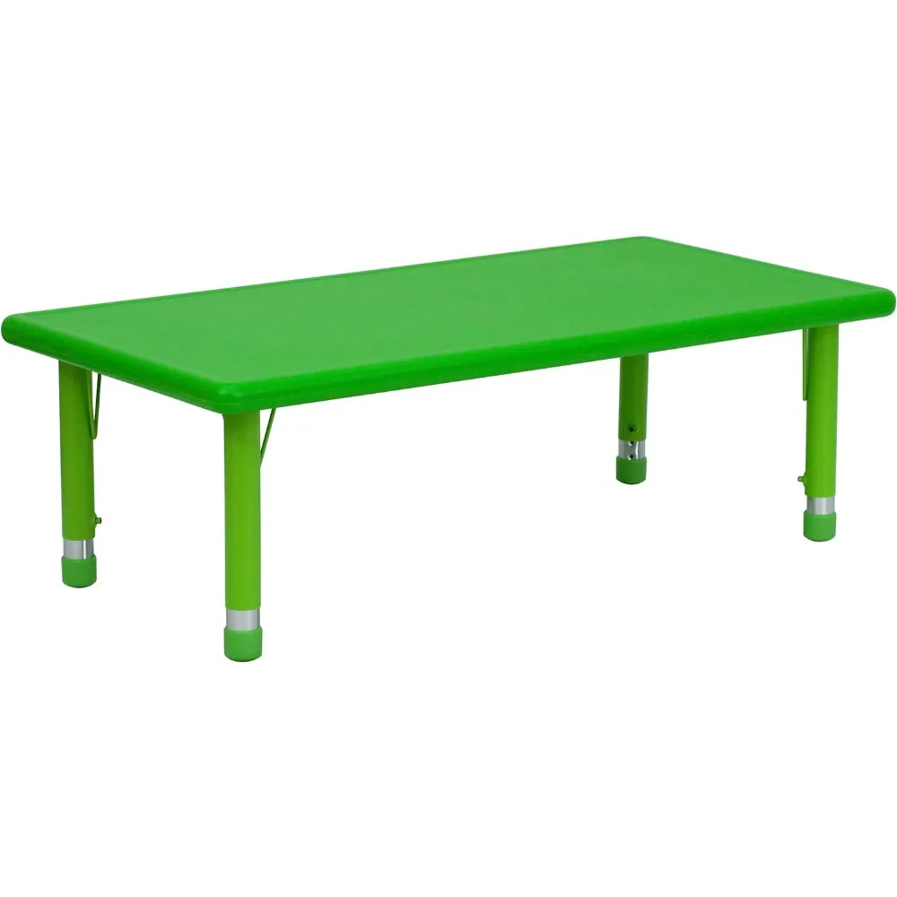 24''W x 48''L Rectangular Green Plastic Height Adjustable Activity Table