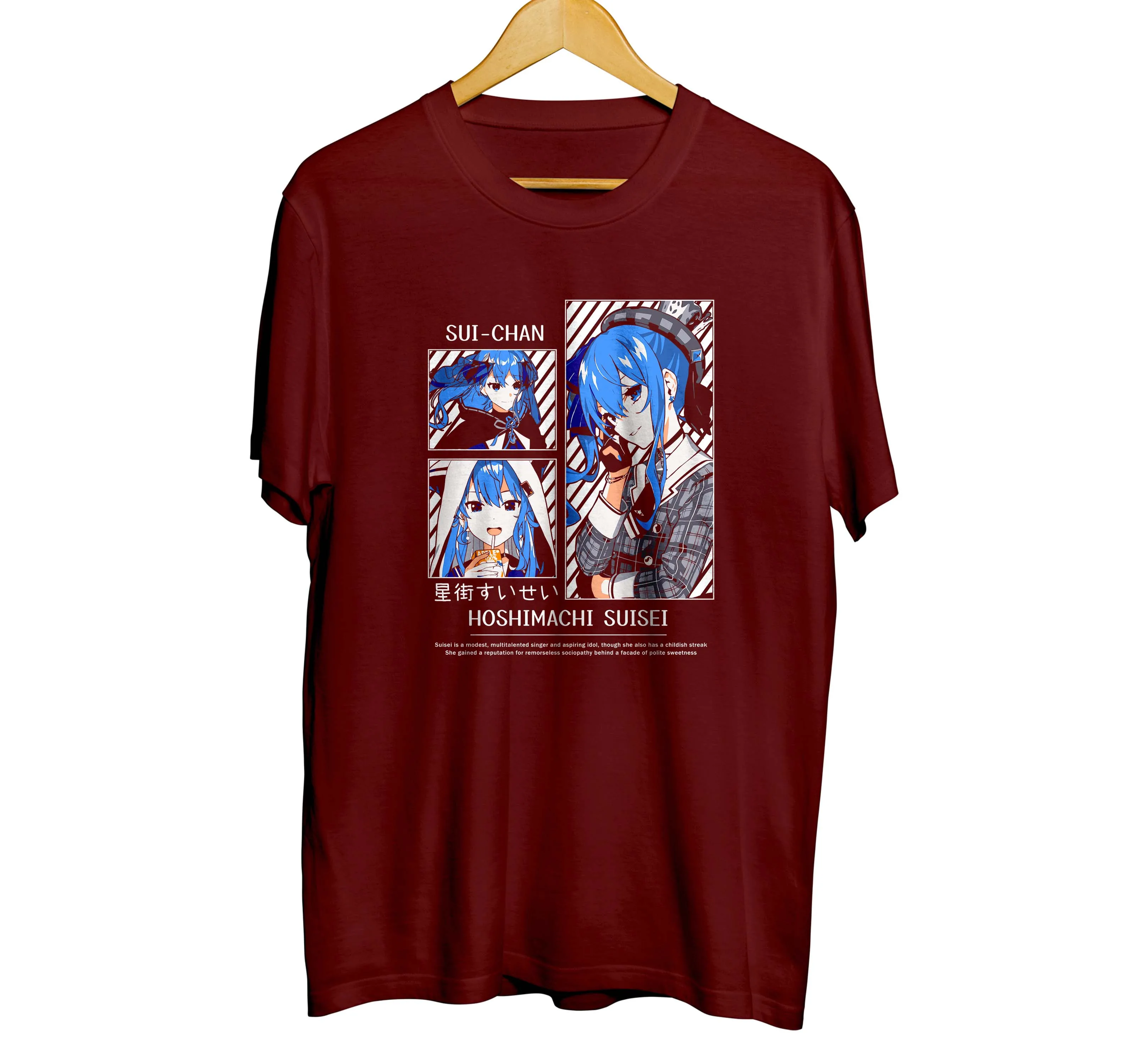 T-shirt distroanime vtuber HOSHIMACHI SUISE GRID- HOLOLIVE JPN 100% cotton combed 30s