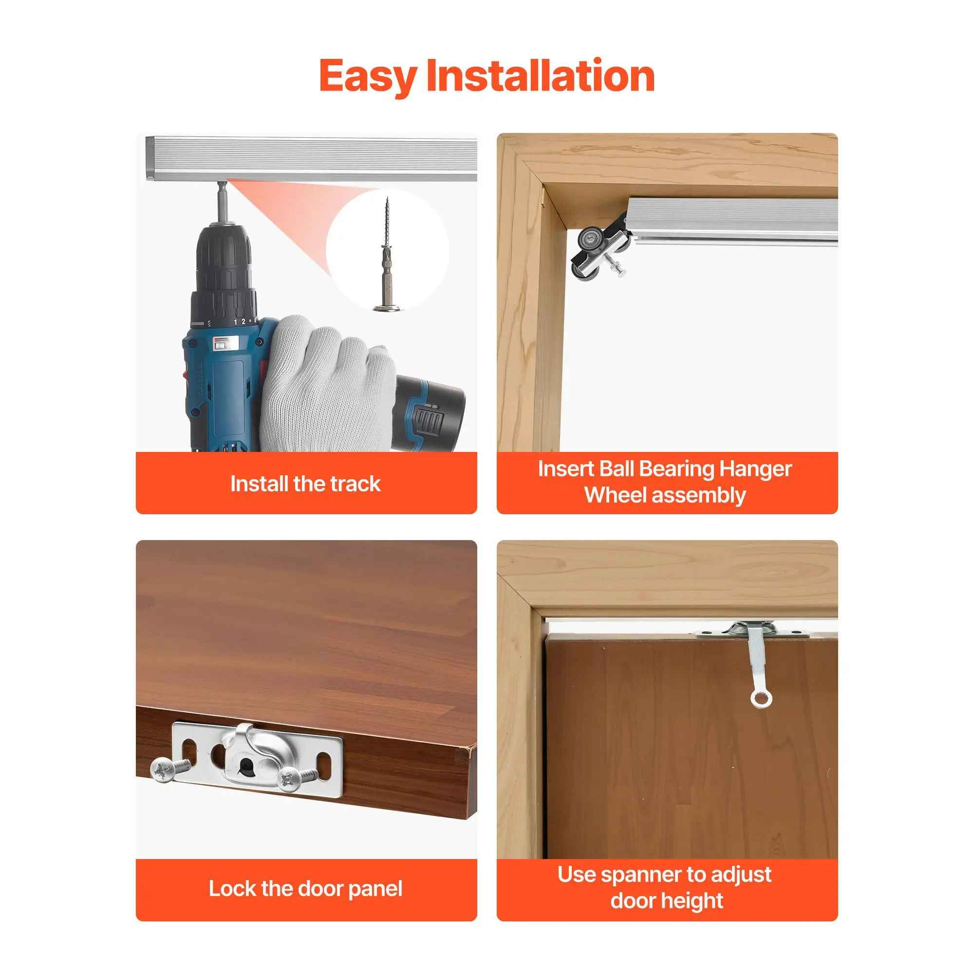 Sliding Pocket Door Track Kit 56.73 Inch with Soft Close Mechanism for smooth Quiet Sliding Single Door 30 Inch Width Fits for 1 Inch to for 1 3/4 Inch Door Thickness Easy Installation