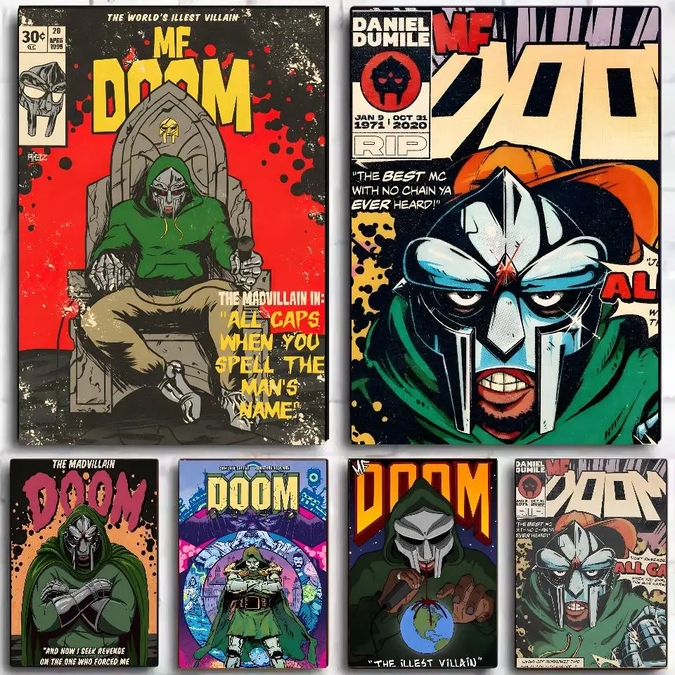 M-MF Doom Madlib ملصق فني ذاتي اللصق مقاوم للماء ورق ملصق مقهى بار غرفة النوم جدار ديكور