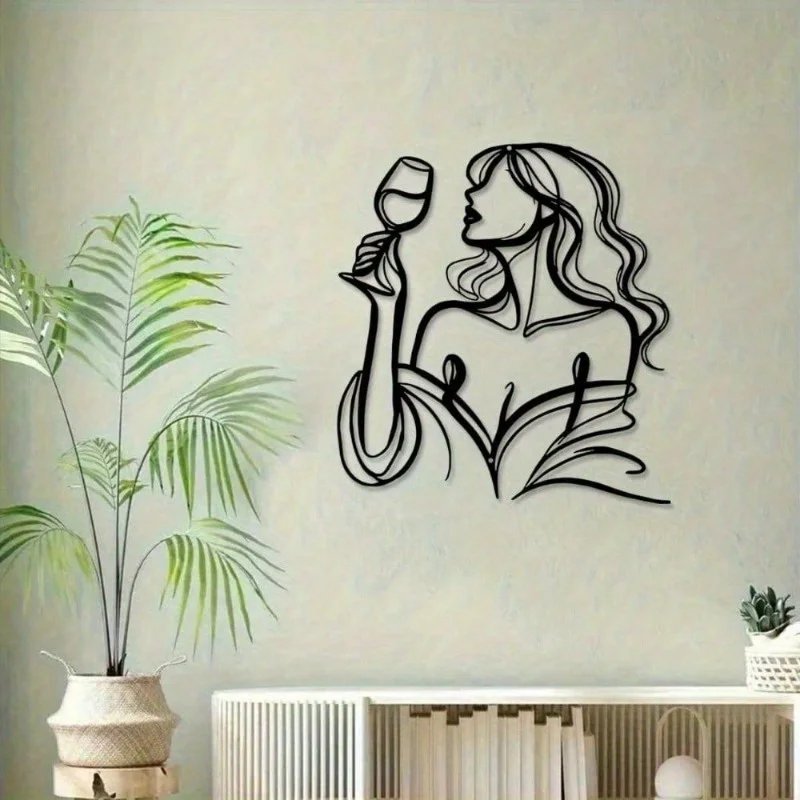 Langhaarige Lady&Raised Wandskulptur aus Glas und Metall | Minimalistisch, wasserdicht, rostbeständig, Halloween- und Weihnachtsgeschenk, Schlafzimmerdekoration