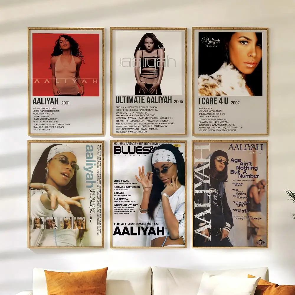 A-Aaliyah Poster Wall Stickers HD Painting Self Adhesive Art Decals for Bedroom Living Room Home Decor