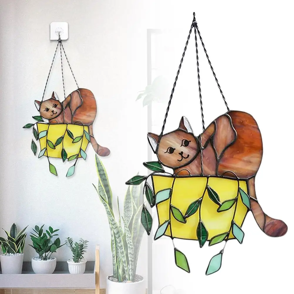 In The Flower Pot Sunshine Capture Cute Warmth Color Decoration Pendant Glass Gift Window Animal Home T9f4