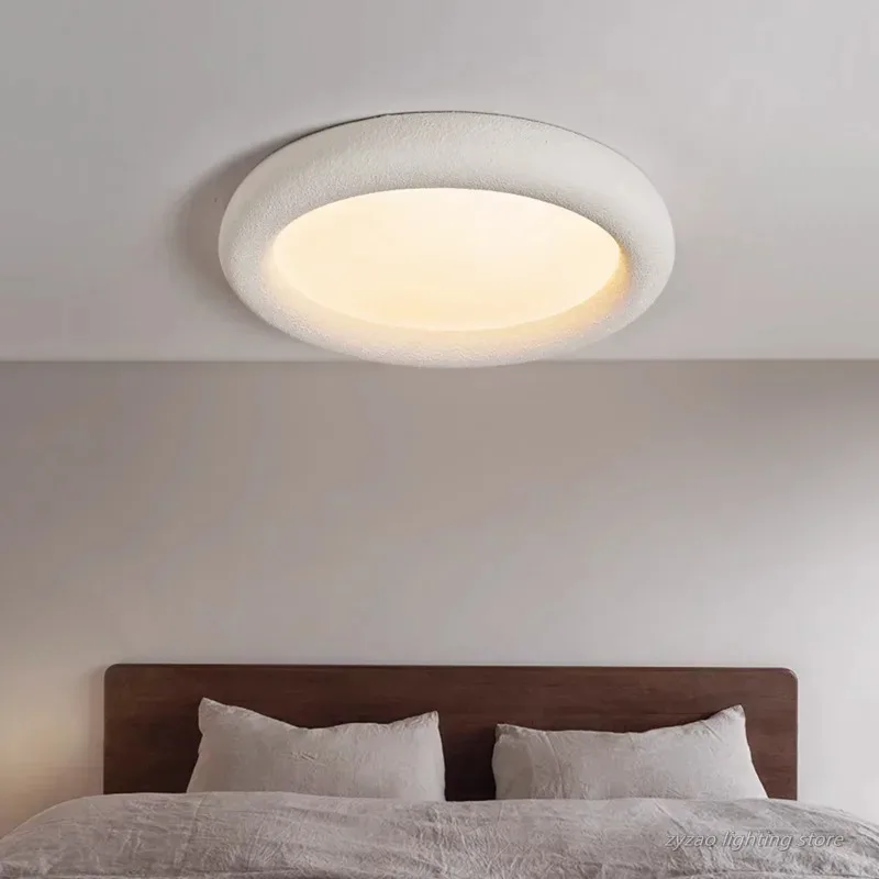 Wabi Sabi Simple Ceiling Lamp LED Cloud Round Decor Ceiling Light for Living Room Bedroom Baby Room Restaurant Eye-care Lighting