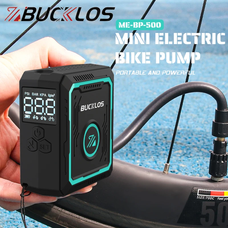

BUCKLOS Bike Mini Electric Air Pump 150PSI Portable 2400mAh Bicycle Tire Inflator Presta/Schrader Valve Electric Bicycle Pump