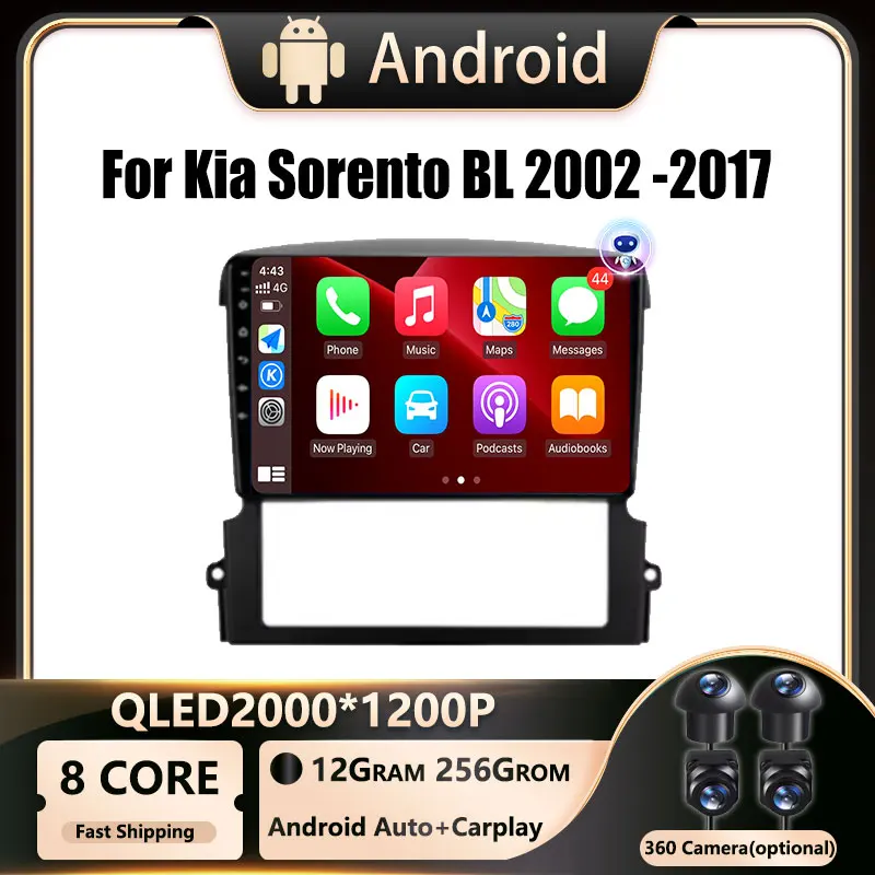 Android OS For Kia Sorento BL 2002 -2017 CarRadio Multimedia Video Player GPS Carplay QLED Screen Auto Stereo DVR 4G WIFI